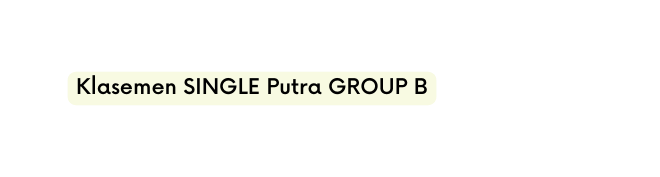 Klasemen SINGLE Putra GROUP B